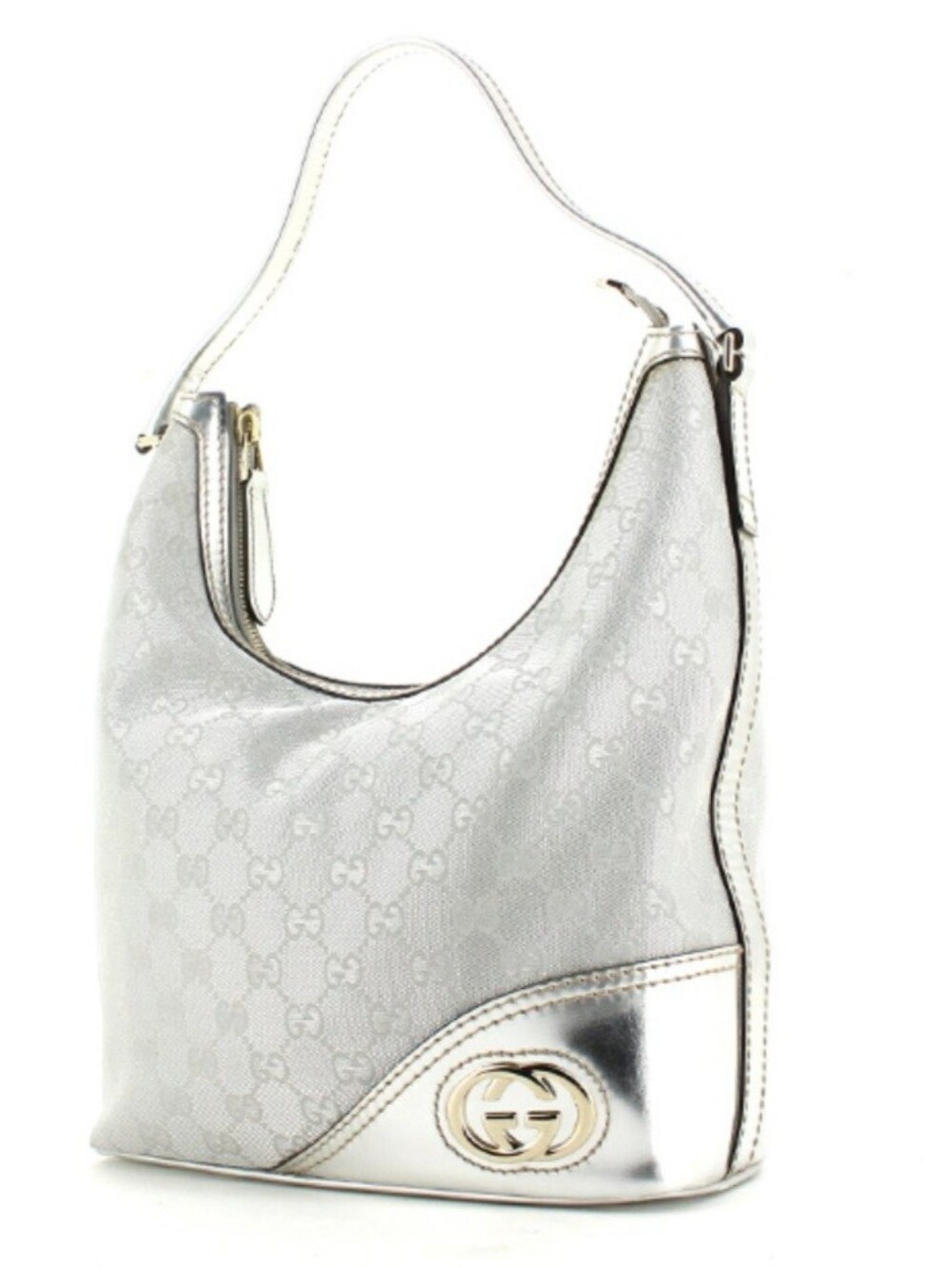 Gucci Metallic Silver Monogram Hobo EUC